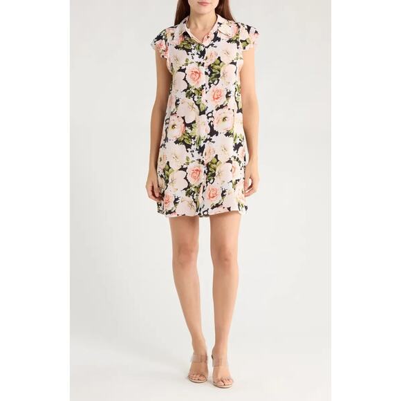 ALICE + OLIVIA Jem Ruffle Cap Sleeve Shirtdress - Picture 1 of 7